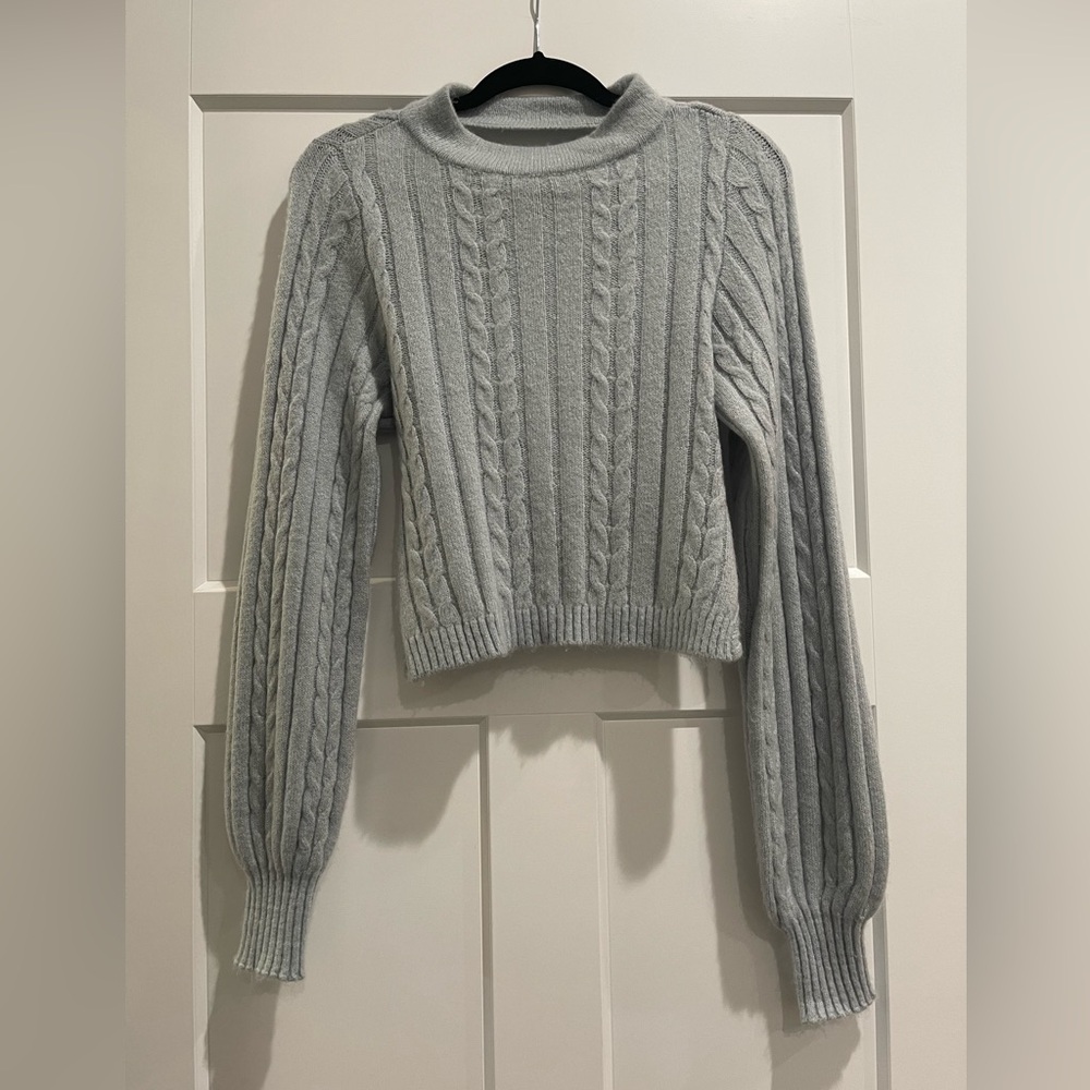 Light blue open back sweater